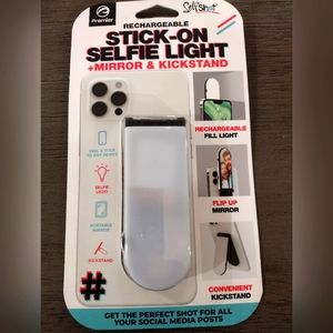 Phone selfie light mirror and kickstand